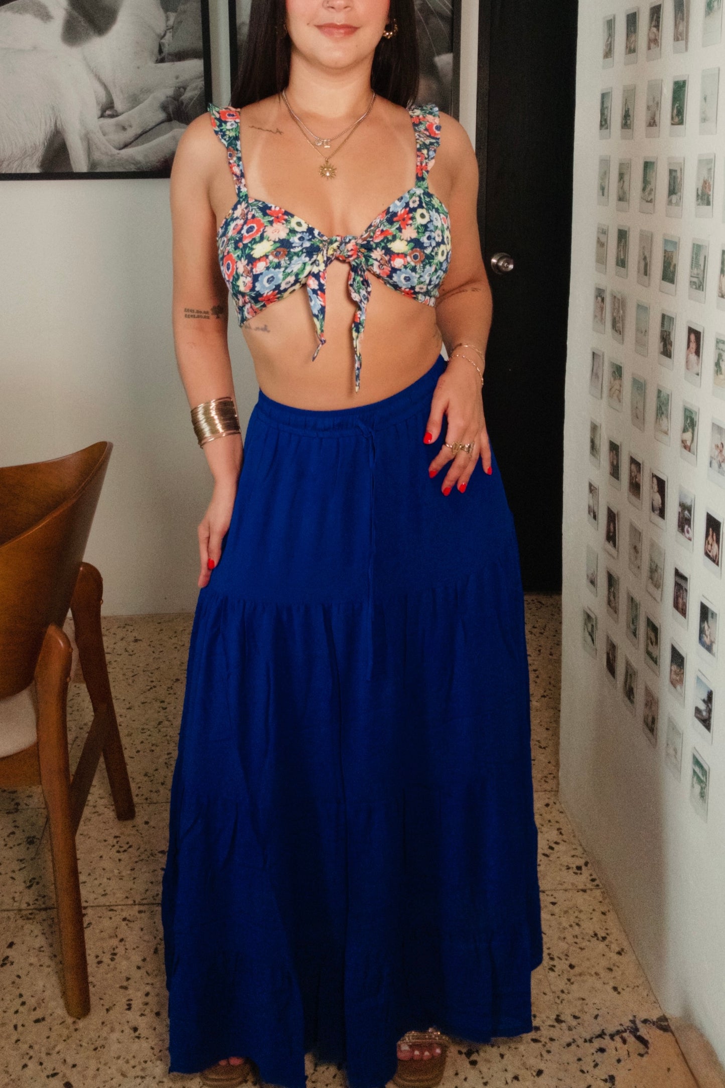 Floral Blue Crop Top