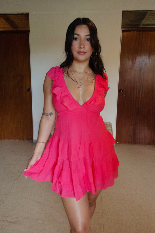 Coral Open Back Dress