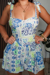 Blue Printed Romper
