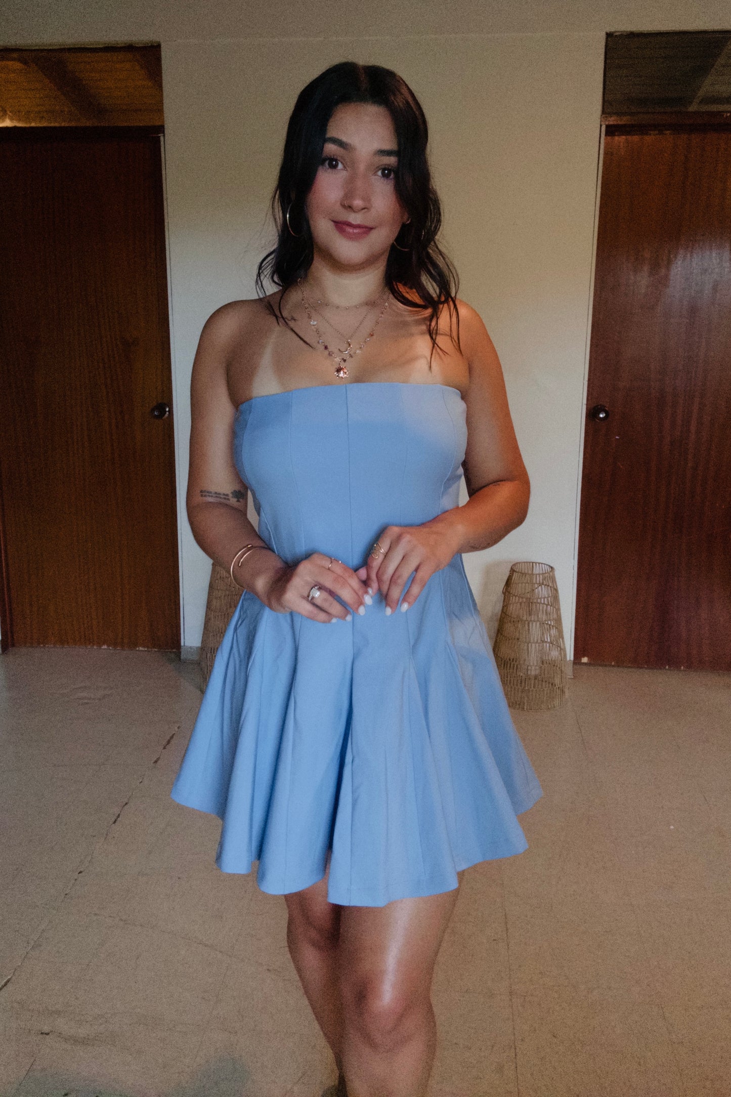 Blue Strapless Dress