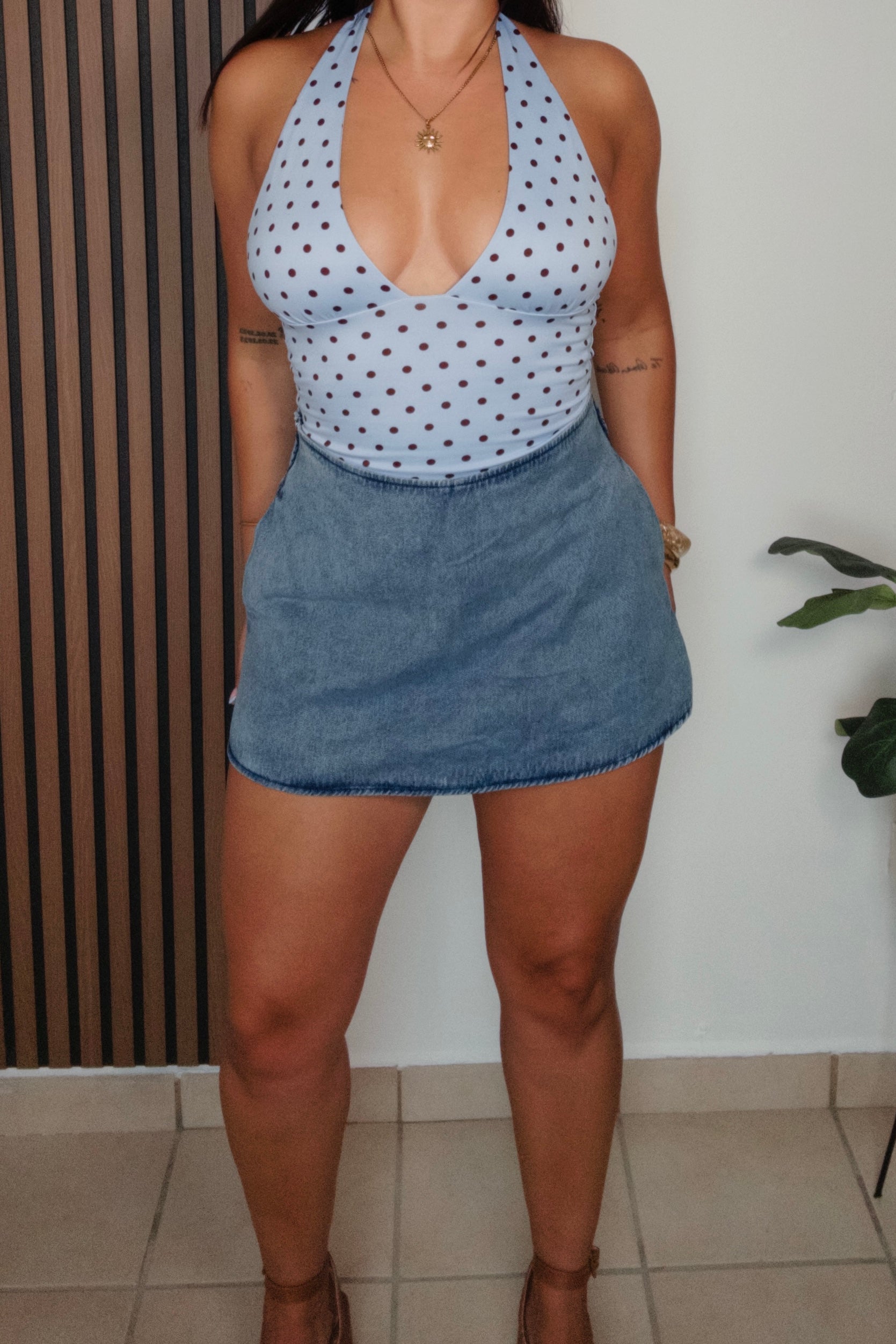Denim Skort with Pockets