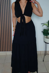 Black Crop & Skirt Set