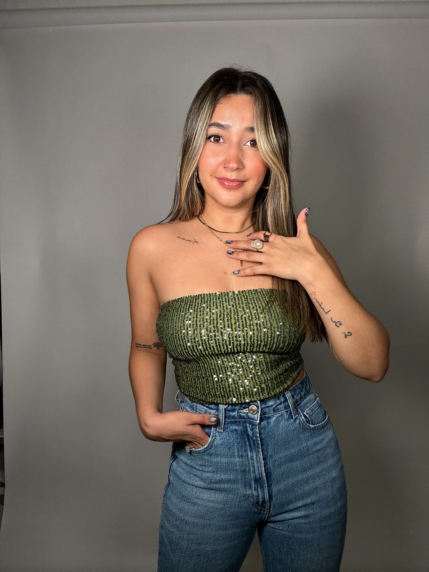 Green Sequin Top