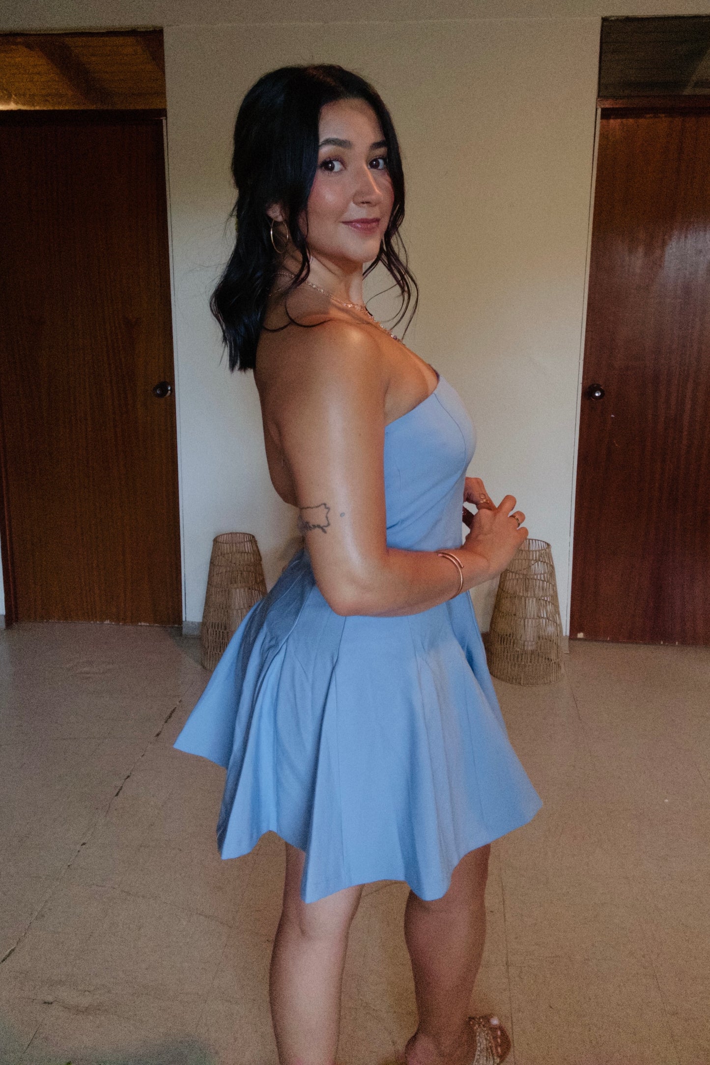 Blue Strapless Dress