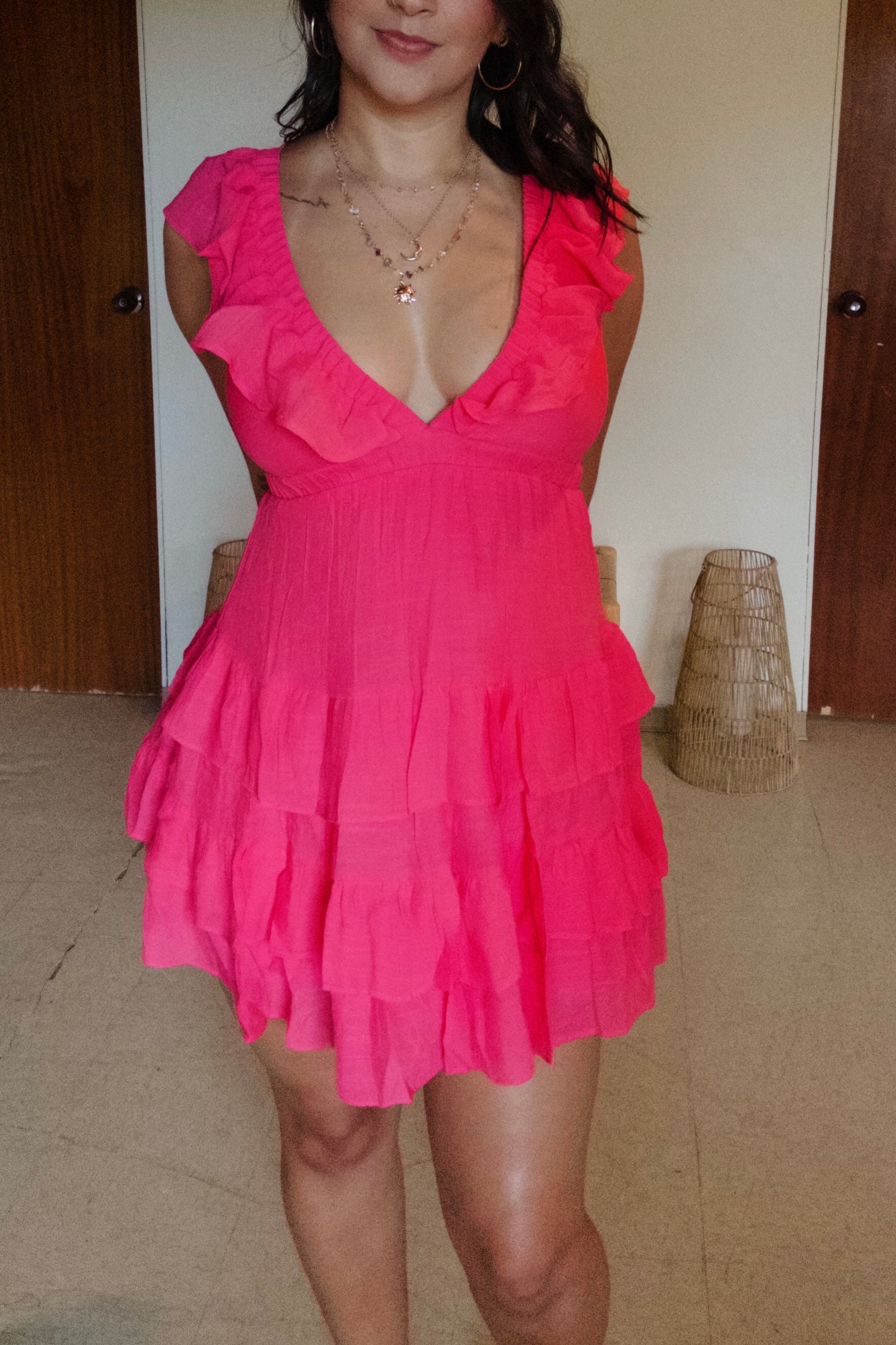 Coral Open Back Dress