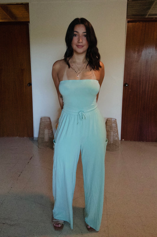 Turquoise Wide Leg Jumpsuit