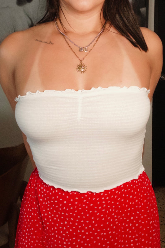 White Strapless Crop