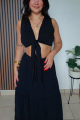 Black Crop & Skirt Set