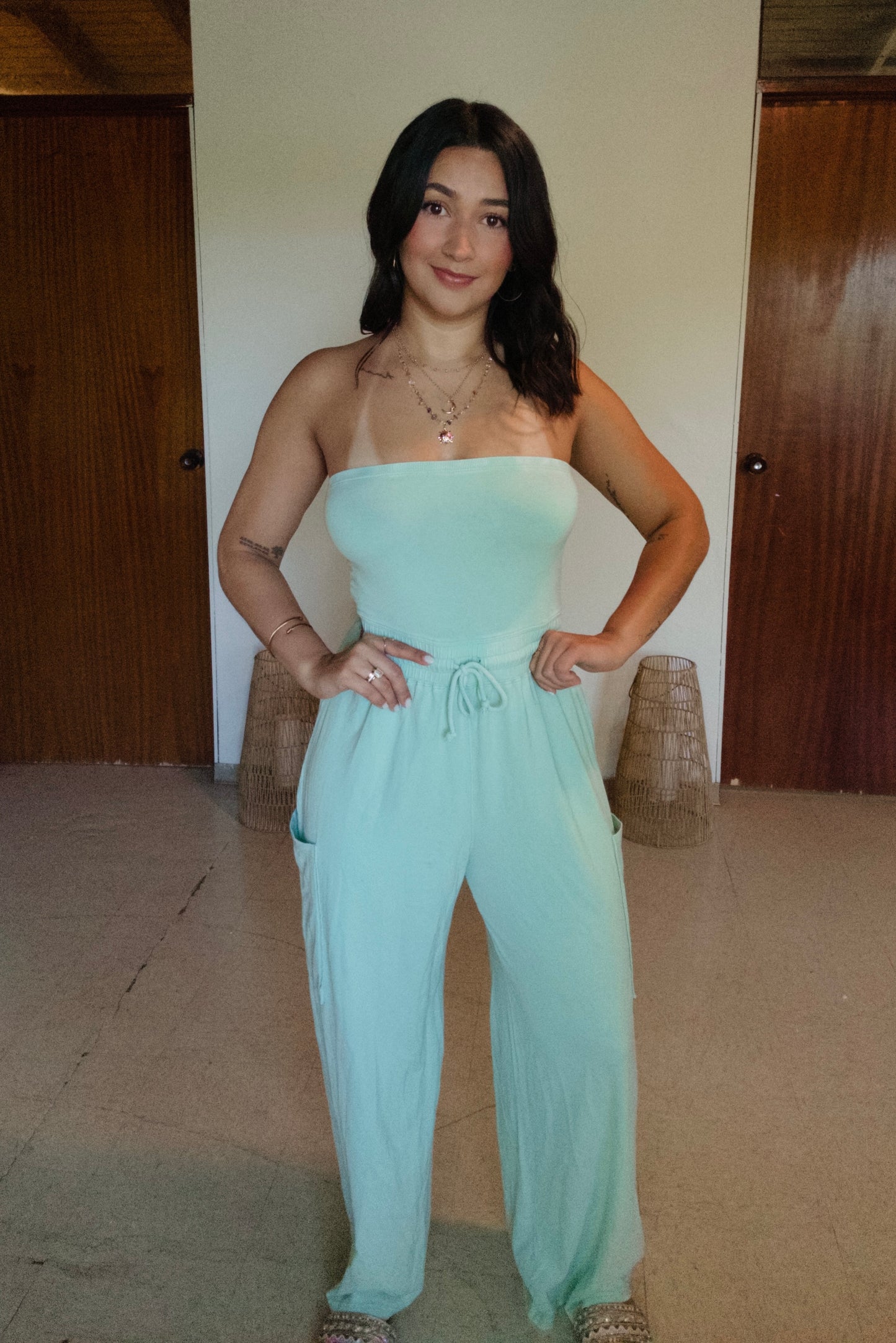 Turquoise Wide Leg Jumpsuit