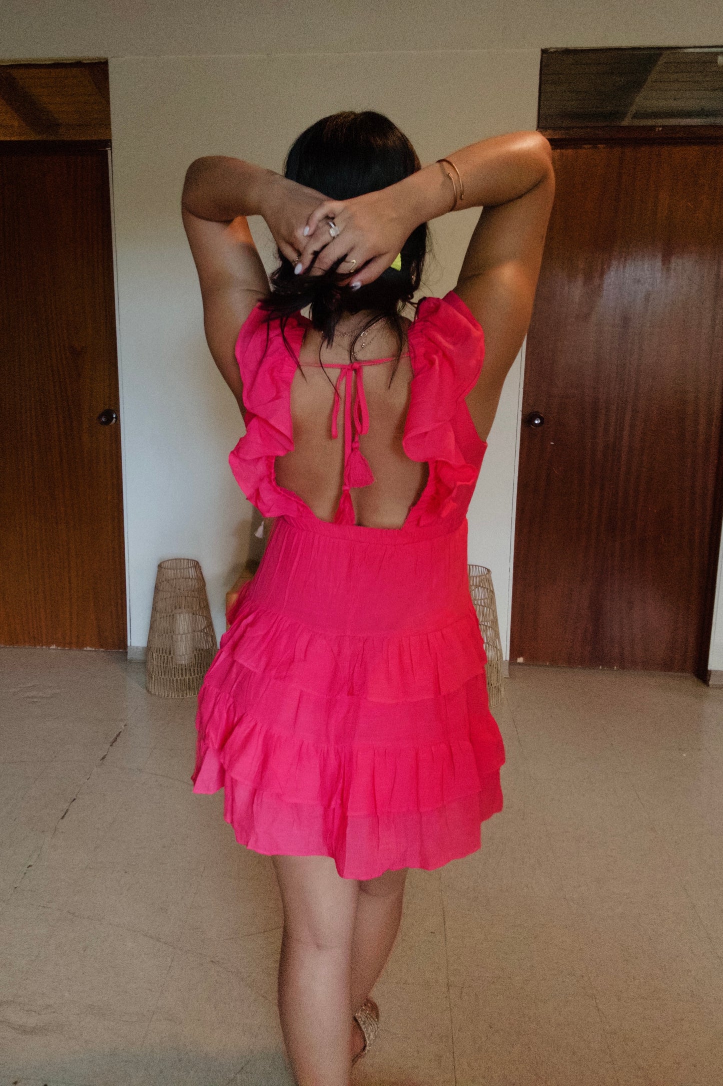 Coral Open Back Dress