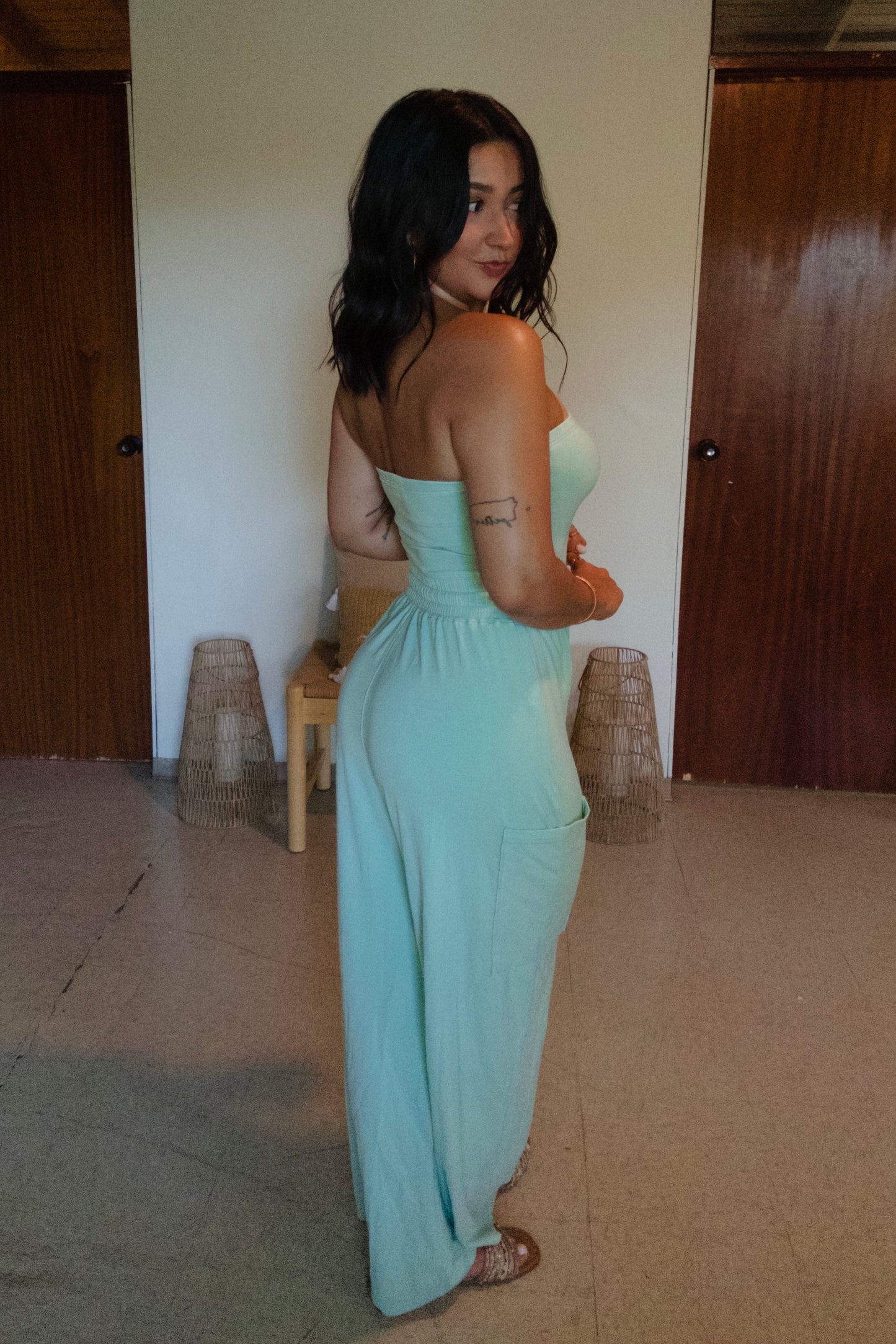 Turquoise Wide Leg Jumpsuit