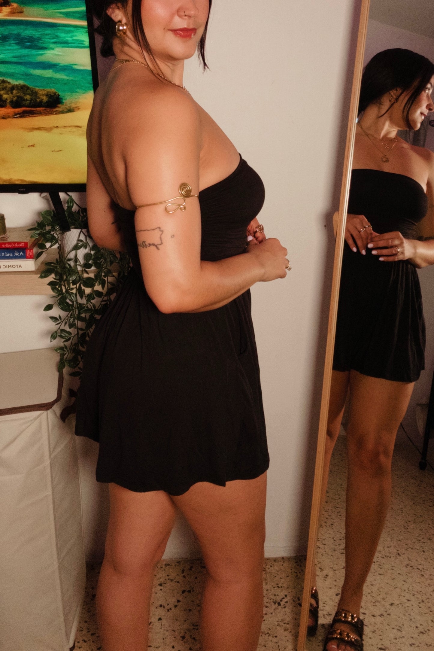 Black Strapless Romper